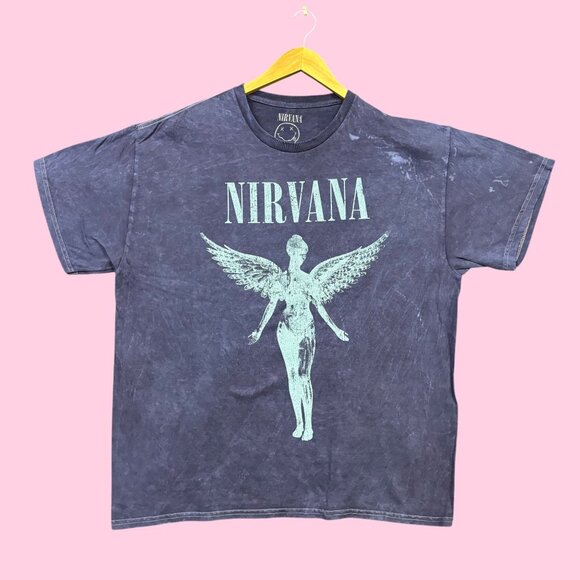 Nirvana In Utero Grunge Band Mineral Wash blue Tee XL - Picture 1 of 4